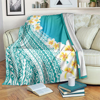 Tahiti Plumeria Tribal Pattern Blanket Wave Style Turquoise LT05 Turquoise - Polynesian Pride