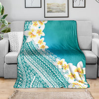 Tahiti Plumeria Tribal Pattern Blanket Wave Style Turquoise LT05 - Polynesian Pride