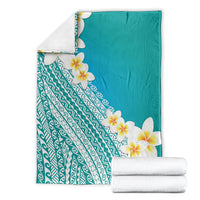 Tahiti Plumeria Tribal Pattern Blanket Wave Style Turquoise LT05 - Polynesian Pride