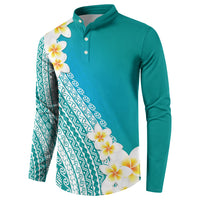 Tahiti Plumeria Tribal Pattern Button Sweatshirt Wave Style Turquoise LT05 - Polynesian Pride