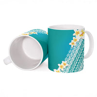 Tahiti Plumeria Tribal Pattern Ceramic Mug Wave Style Turquoise LT05 - Polynesian Pride