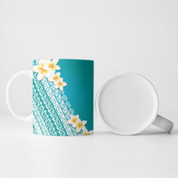 Tahiti Plumeria Tribal Pattern Ceramic Mug Wave Style Turquoise LT05 - Polynesian Pride