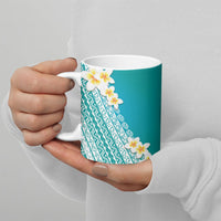 Tahiti Plumeria Tribal Pattern Ceramic Mug Wave Style Turquoise LT05 - Polynesian Pride