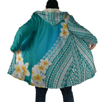Tahiti Plumeria Tribal Pattern Cloak Wave Style Turquoise LT05 - Polynesian Pride