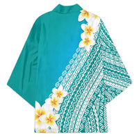 Tahiti Plumeria Tribal Pattern Kimono Wave Style Turquoise LT05 - Polynesian Pride