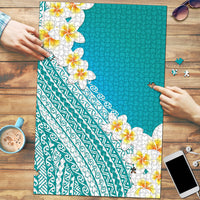 Tahiti Plumeria Tribal Pattern Puzzle Wave Style Turquoise LT05 Turquoise - Polynesian Pride