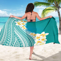 Tahiti Plumeria Tribal Pattern Sarong Wave Style Turquoise LT05 - Polynesian Pride