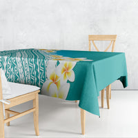 Tahiti Plumeria Tribal Pattern Tablecloth Wave Style Turquoise LT05 - Polynesian Pride