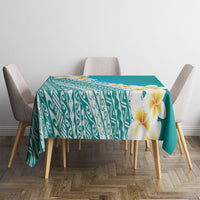 Tahiti Plumeria Tribal Pattern Tablecloth Wave Style Turquoise LT05 - Polynesian Pride