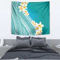 Tahiti Plumeria Tribal Pattern Tapestry Wave Style Turquoise LT05 - Polynesian Pride