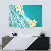 Tahiti Plumeria Tribal Pattern Tapestry Wave Style Turquoise LT05 - Polynesian Pride