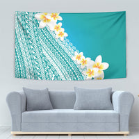 Tahiti Plumeria Tribal Pattern Tapestry Wave Style Turquoise LT05 - Polynesian Pride