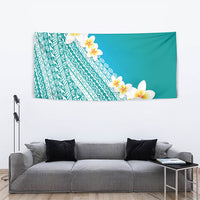 Tahiti Plumeria Tribal Pattern Tapestry Wave Style Turquoise LT05 - Polynesian Pride