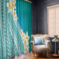 Tahiti Plumeria Tribal Pattern Window Curtain Wave Style Turquoise LT05 - Polynesian Pride