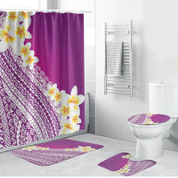 Tahiti Plumeria Tribal Pattern Bathroom Set Wave Style Purple LT05 Bathroom Set (4 pcs) Purple - Polynesian Pride
