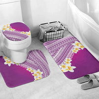 Tahiti Plumeria Tribal Pattern Bathroom Set Wave Style Purple LT05 Mat Set Only (3 pcs) One Size Purple - Polynesian Pride