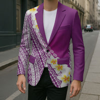 Tahiti Plumeria Tribal Pattern Blazer Wave Style Purple LT05 - Polynesian Pride