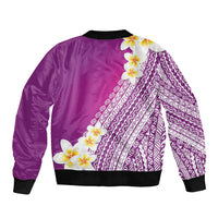 Tahiti Plumeria Tribal Pattern Bomber Jacket Wave Style Purple LT05 - Polynesian Pride