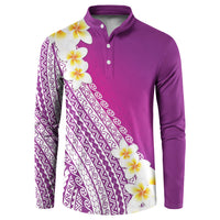 Tahiti Plumeria Tribal Pattern Button Sweatshirt Wave Style Purple LT05 Purple - Polynesian Pride