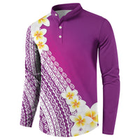 Tahiti Plumeria Tribal Pattern Button Sweatshirt Wave Style Purple LT05 - Polynesian Pride