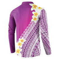 Tahiti Plumeria Tribal Pattern Button Sweatshirt Wave Style Purple LT05 - Polynesian Pride