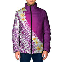 Tahiti Plumeria Tribal Pattern Padded Jacket Wave Style Purple LT05 Men Purple - Polynesian Pride