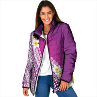 Tahiti Plumeria Tribal Pattern Padded Jacket Wave Style Purple LT05 Women Purple - Polynesian Pride