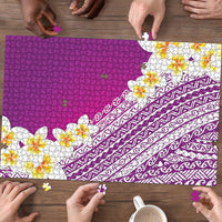 Tahiti Plumeria Tribal Pattern Puzzle Wave Style Purple LT05 - Polynesian Pride