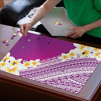 Tahiti Plumeria Tribal Pattern Puzzle Wave Style Purple LT05 - Polynesian Pride