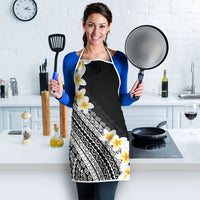 Tahiti Plumeria Tribal Pattern Apron Wave Style Black LT05 - Polynesian Pride
