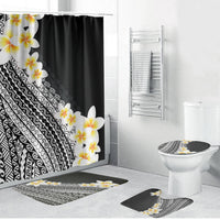 Tahiti Plumeria Tribal Pattern Bathroom Set Wave Style Black LT05 Bathroom Set (4 pcs) Black - Polynesian Pride