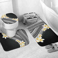 Tahiti Plumeria Tribal Pattern Bathroom Set Wave Style Black LT05 Mat Set Only (3 pcs) One Size Black - Polynesian Pride