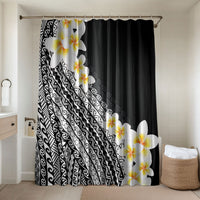 Tahiti Plumeria Tribal Pattern Bathroom Set Wave Style Black LT05 Shower Curtain Only Black - Polynesian Pride