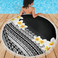 Tahiti Plumeria Tribal Pattern Beach Blanket Wave Style Black LT05 - Polynesian Pride