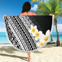 Tahiti Plumeria Tribal Pattern Beach Blanket Wave Style Black LT05 - Polynesian Pride