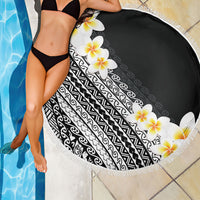 Tahiti Plumeria Tribal Pattern Beach Blanket Wave Style Black LT05 - Polynesian Pride