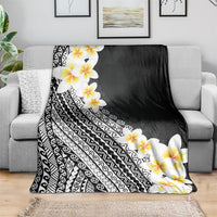 Tahiti Plumeria Tribal Pattern Blanket Wave Style Black LT05 - Polynesian Pride