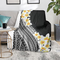 Tahiti Plumeria Tribal Pattern Blanket Wave Style Black LT05 - Polynesian Pride