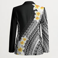 Tahiti Plumeria Tribal Pattern Blazer Wave Style Black LT05 - Polynesian Pride