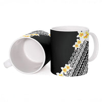 Tahiti Plumeria Tribal Pattern Ceramic Mug Wave Style Black LT05 - Polynesian Pride