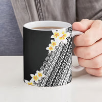 Tahiti Plumeria Tribal Pattern Ceramic Mug Wave Style Black LT05 - Polynesian Pride