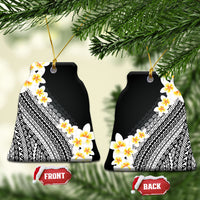 Tahiti Plumeria Tribal Pattern Ceramic Ornament Wave Style Black