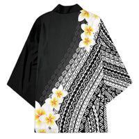 Tahiti Plumeria Tribal Pattern Kimono Wave Style Black LT05 - Polynesian Pride