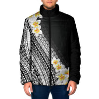 Tahiti Plumeria Tribal Pattern Padded Jacket Wave Style Black LT05 Men Black - Polynesian Pride