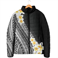 Tahiti Plumeria Tribal Pattern Padded Jacket Wave Style Black LT05 - Polynesian Pride