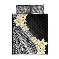 Tahiti Plumeria Tribal Pattern Quilt Bed Set Wave Style Black LT05 - Polynesian Pride