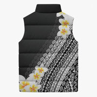 Tahiti Plumeria Tribal Pattern Sleeveless Puffer Jacket Wave Style Black LT05 - Polynesian Pride