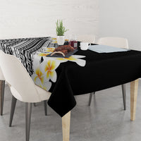 Tahiti Plumeria Tribal Pattern Tablecloth Wave Style Black LT05 - Polynesian Pride