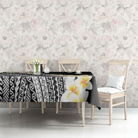 Tahiti Plumeria Tribal Pattern Tablecloth Wave Style Black LT05 - Polynesian Pride