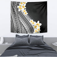 Tahiti Plumeria Tribal Pattern Tapestry Wave Style Black LT05 - Polynesian Pride